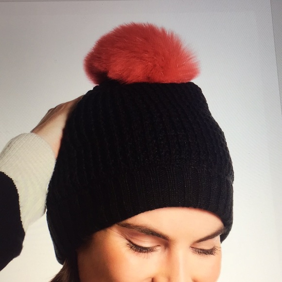Anthropologie Accessories - Anthropology/Norla Cuff Faux Fur Pom Pom Beanie